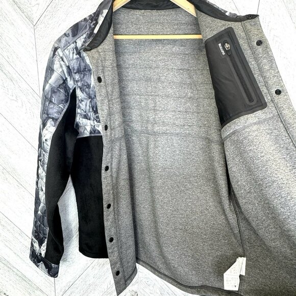 BURTON Backside Reversible Fleece Jacket Mens Size Large Gray Black Quilted - Picture 8 of 9